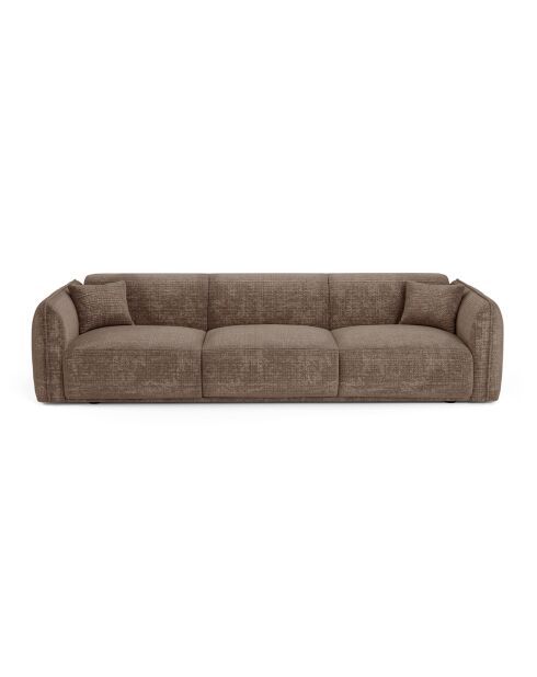 Canapé 4 places Oslo Velours gaufré taupe - 235x90x72.5 cm
