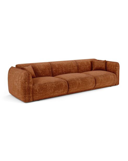 Canapé 4 places Oslo Velours gaufré terracotta - 235x90x72.5 cm