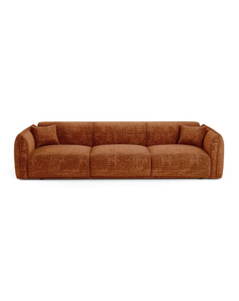 Canapé 4 places Oslo Velours gaufré terracotta - 235x90x72.5 cm