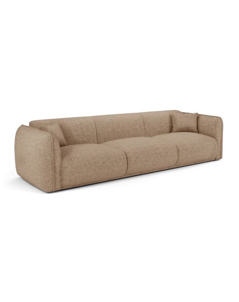 Canapé 4 places Oslo Velours texturé taupe - 235x90x72.5 cm