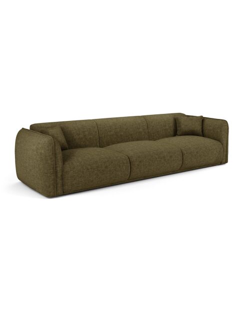 Canapé 4 places Oslo Velours texturé vert vintage - 235x90x72.5 cm