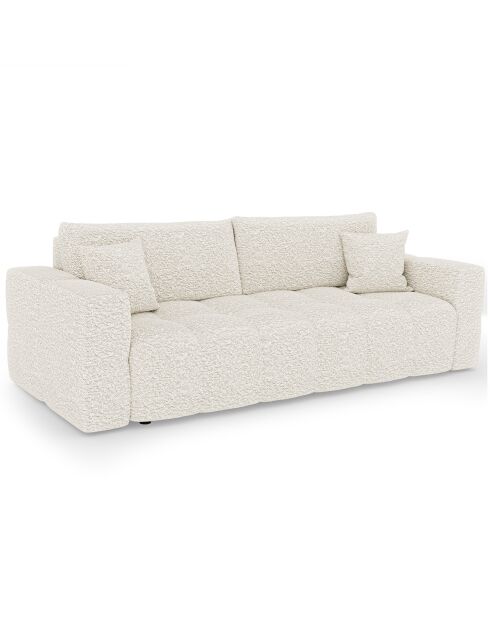 Canapé convertible express 140cm Rafael Tissu bouclette crème - 205x102x85 cm