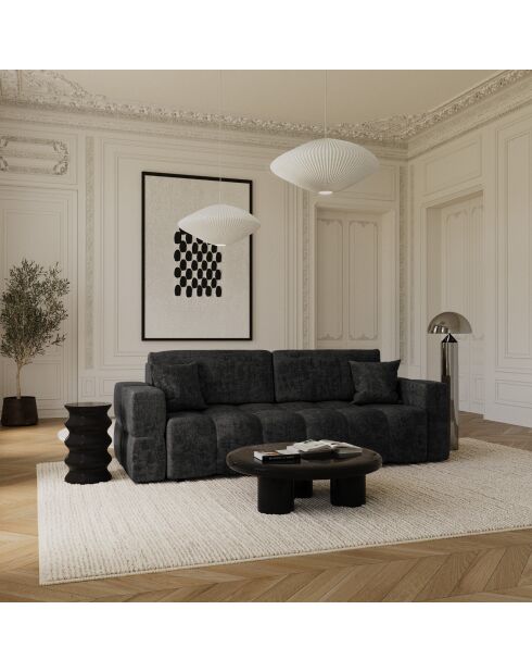 Canapé convertible express 140cm Rafael Velours anthracite foncé - 205x102x85 cm