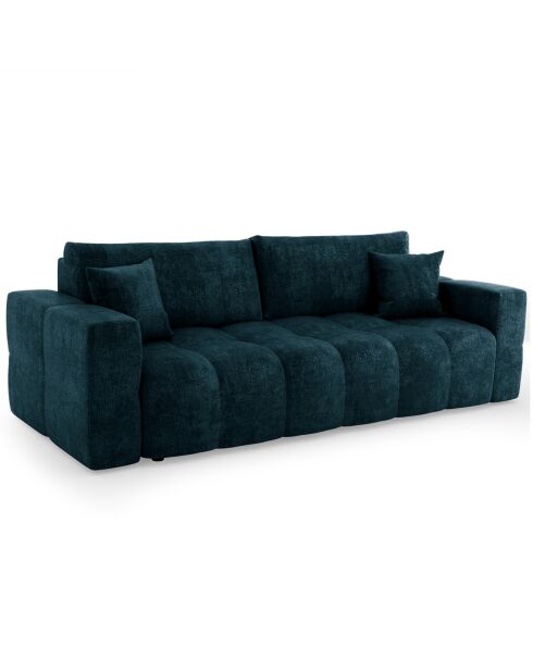 Canapé convertible express 140cm Rafael Velours bleu paon - 205x102x85 cm