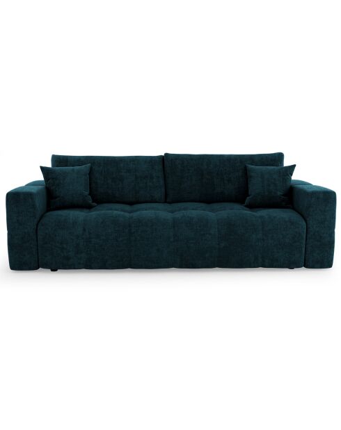 Canapé convertible express 140cm Rafael Velours bleu paon - 205x102x85 cm