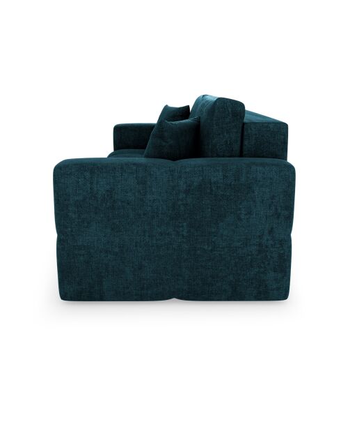 Express slaapbank 140 cm Rafael Peacock blauw fluweel - 205x102x85 cm