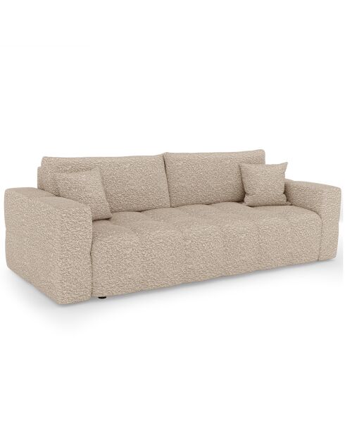 Canapé convertible express 160cm Rafael Tissu bouclette beige - 225x102x85 cm