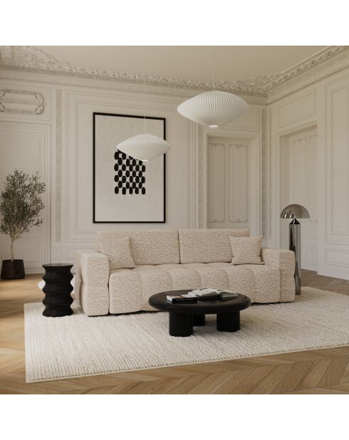 Canapé convertible express 160cm Rafael Tissu bouclette beige - 225x102x85 cm