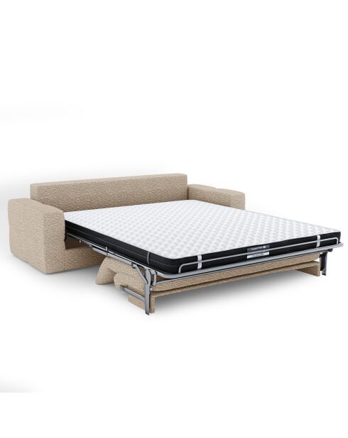 Canapé convertible express 160cm Rafael Tissu bouclette beige - 225x102x85 cm