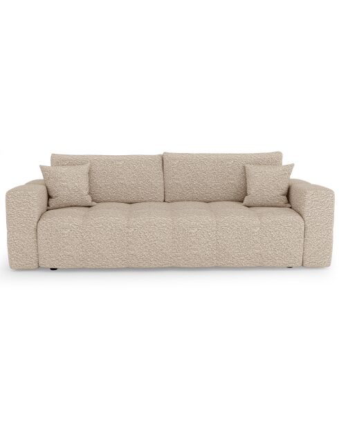 Canapé convertible express 160cm Rafael Tissu bouclette beige - 225x102x85 cm