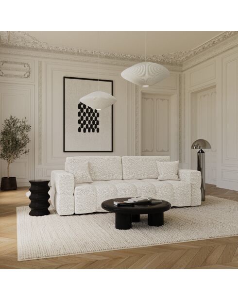 Canapé convertible express 160cm Rafael Tissu bouclette crème - 225x102x85 cm