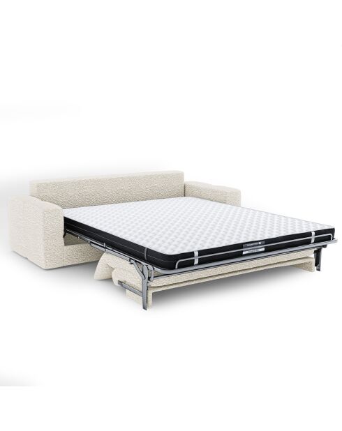 Canapé convertible express 160cm Rafael Tissu bouclette crème - 225x102x85 cm