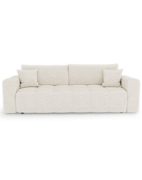 Canapé convertible express 160cm Rafael Tissu bouclette crème - 225x102x85 cm