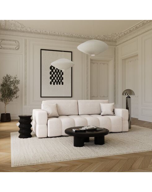 Canapé convertible express 160cm Rafael Tissu tramé crème - 225x102x85 cm