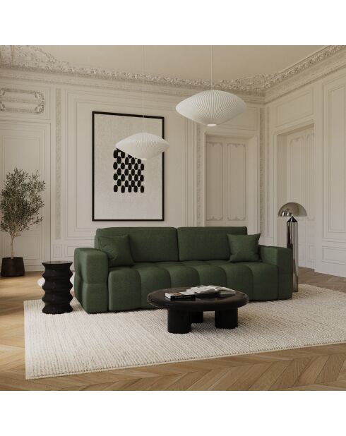 Canapé convertible express 160cm Rafael Tissu tramé vert olive - 225x102x85 cm