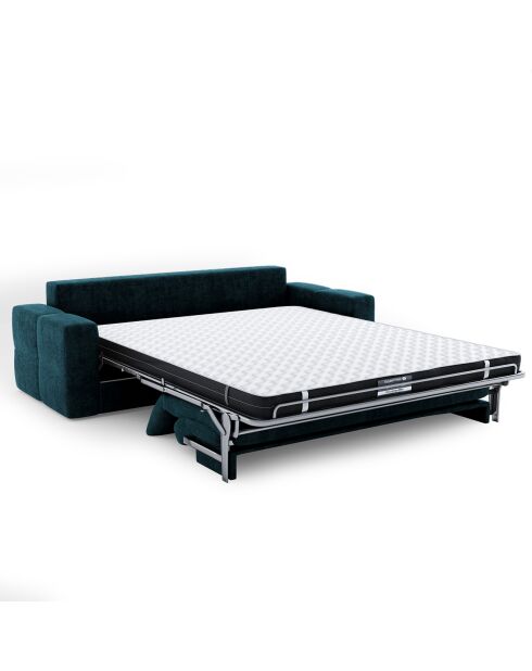 Canapé convertible express 160cm Rafael Velours bleu paon - 225x102x85 cm