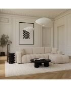 Canapé angle droit convertible express matelas Dunlopillo 140cm Rafael Tissu bouclette beige - 286x165x80 cm