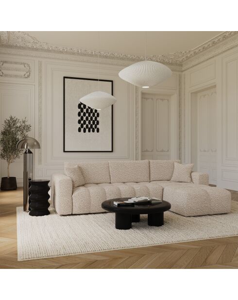 Sofa cabriolet haaks express Dunlopillo matras 140 cm Rafael beige Boucle stof - 286x165x80 cm