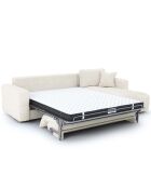 Canapé angle droit convertible express matelas Dunlopillo 140cm Rafael Tissu bouclette crème - 286x165x80 cm