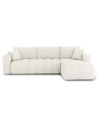 Canapé angle droit convertible express matelas Dunlopillo 140cm Rafael Tissu bouclette crème - 286x165x80 cm