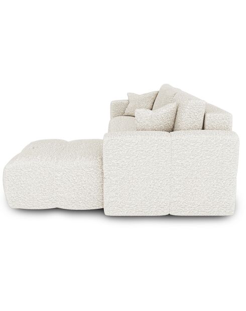 Canapé angle droit convertible express matelas Dunlopillo 140cm Rafael Tissu bouclette crème - 286x165x80 cm