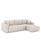 Canapé angle droit convertible express matelas Dunlopillo 140cm Rafael Tissu tramé crème - 286x165x80 cm