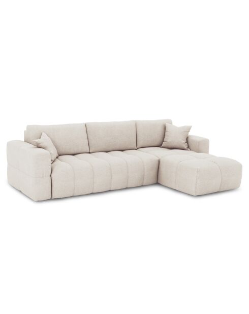 Canapé angle droit convertible express matelas Dunlopillo 140cm Rafael Tissu tramé crème - 286x165x80 cm