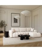 Canapé angle droit convertible express matelas Dunlopillo 140cm Rafael Tissu tramé crème - 286x165x80 cm