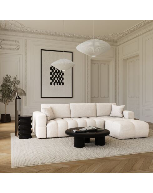 Canapé angle droit convertible express matelas Dunlopillo 140cm Rafael Tissu tramé crème - 286x165x80 cm