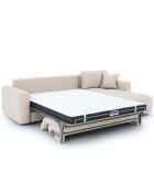 Canapé angle droit convertible express matelas Dunlopillo 140cm Rafael Tissu tramé crème - 286x165x80 cm