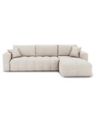 Canapé angle droit convertible express matelas Dunlopillo 140cm Rafael Tissu tramé crème - 286x165x80 cm
