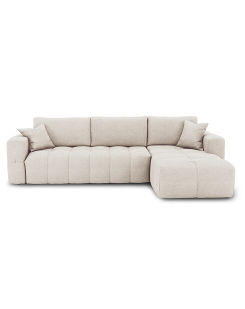 Canapé angle droit convertible express matelas Dunlopillo 140cm Rafael Tissu tramé crème - 286x165x80 cm