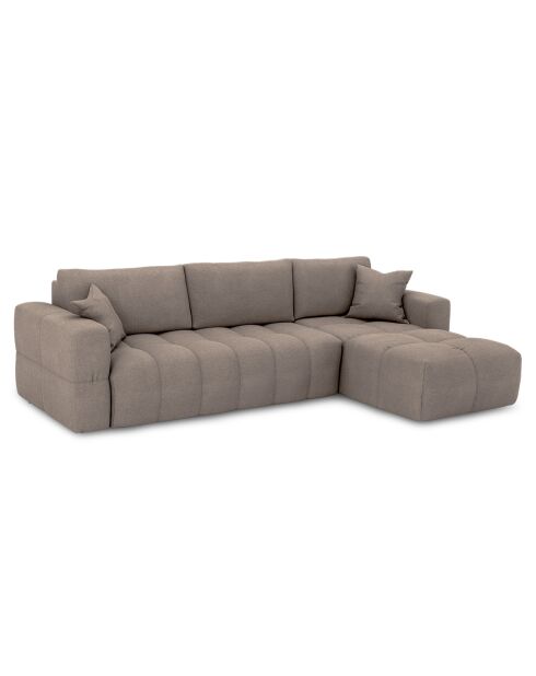 Canapé angle droit convertible express matelas Dunlopillo 140cm Rafael Tissu tramé taupe - 286x165x80 cm