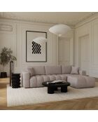 Canapé angle droit convertible express matelas Dunlopillo 140cm Rafael Tissu tramé taupe - 286x165x80 cm