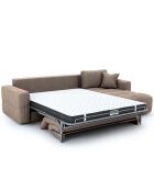Canapé angle droit convertible express matelas Dunlopillo 140cm Rafael Tissu tramé taupe - 286x165x80 cm
