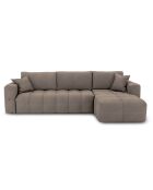 Canapé angle droit convertible express matelas Dunlopillo 140cm Rafael Tissu tramé taupe - 286x165x80 cm
