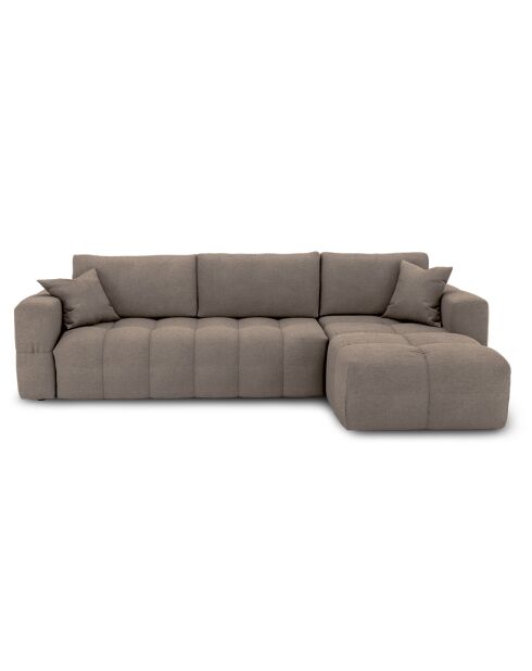 Canapé angle droit convertible express matelas Dunlopillo 140cm Rafael Tissu tramé taupe - 286x165x80 cm