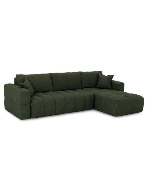 Canapé angle droit convertible express matelas Dunlopillo 140cm Rafael Tissu tramé vert olive - 286x165x80 cm