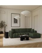 Canapé angle droit convertible express matelas Dunlopillo 140cm Rafael Tissu tramé vert olive - 286x165x80 cm