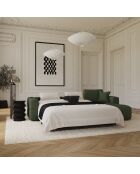 Canapé angle droit convertible express matelas Dunlopillo 140cm Rafael Tissu tramé vert olive - 286x165x80 cm