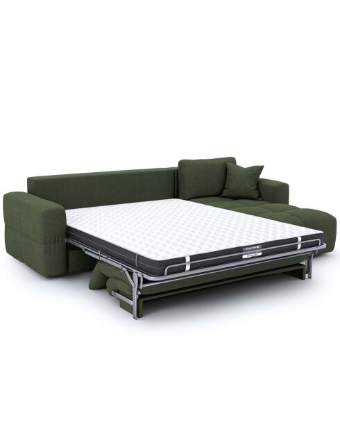 Sofa cabriolet haaks express Dunlopillo matras 140cm Rafael olijfgroen geweven stof - 286x165x80 cm