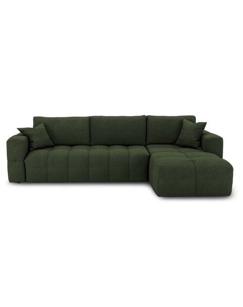 Canapé angle droit convertible express matelas Dunlopillo 140cm Rafael Tissu tramé vert olive - 286x165x80 cm
