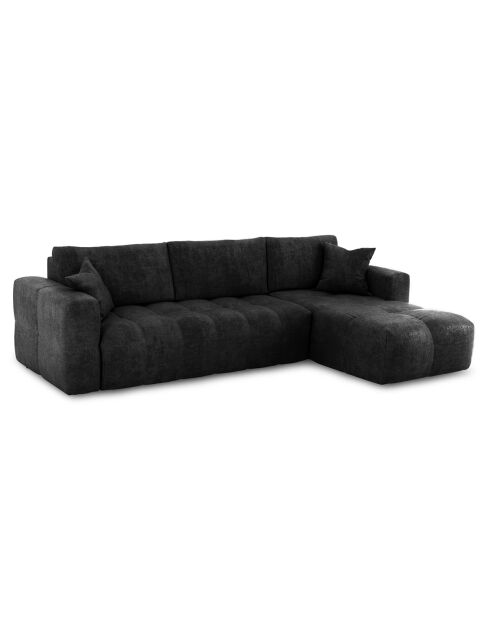 Canapé angle droit convertible express matelas Dunlopillo 140cm Rafael Velours anthracite foncé - 286x165x80 cm