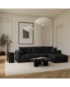 Canapé angle droit convertible express matelas Dunlopillo 140cm Rafael Velours anthracite foncé - 286x165x80 cm