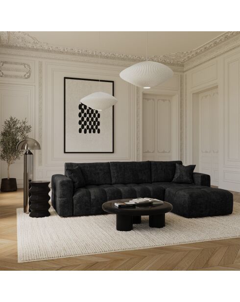 Canapé angle droit convertible express matelas Dunlopillo 140cm Rafael Velours anthracite foncé - 286x165x80 cm