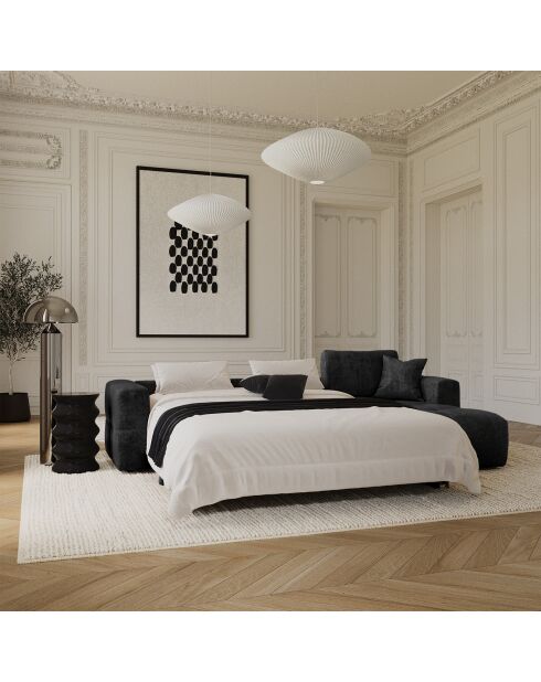 Canapé angle droit convertible express matelas Dunlopillo 140cm Rafael Velours anthracite foncé - 286x165x80 cm