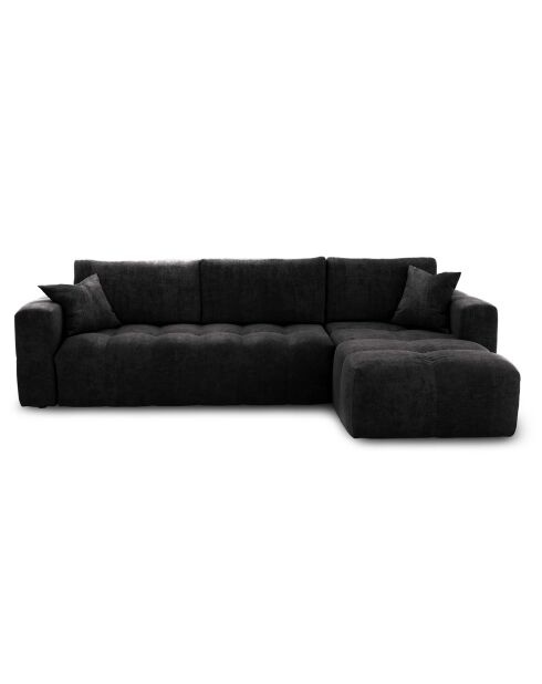 Canapé angle droit convertible express matelas Dunlopillo 140cm Rafael Velours anthracite foncé - 286x165x80 cm