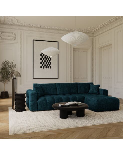 Sofa cabriolet haaks express Dunlopillo matras 140 cm Rafael Peacock blauw fluweel - 286x165x80 cm