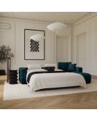 Canapé angle droit convertible express matelas Dunlopillo 140cm Rafael Velours bleu paon - 286x165x80 cm