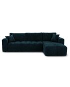 Canapé angle droit convertible express matelas Dunlopillo 140cm Rafael Velours bleu paon - 286x165x80 cm